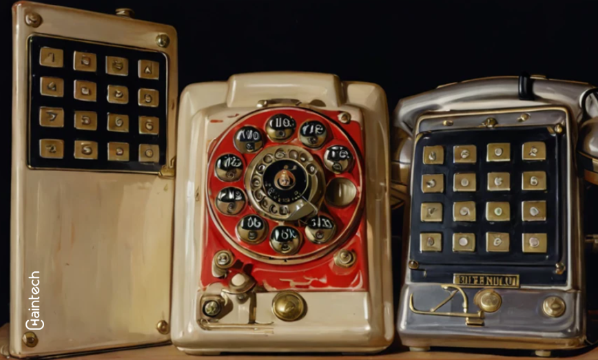 Old-fashioned rotary dial phones symbolizing the history of phone phreaking