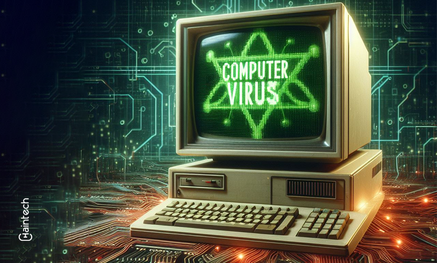 An illustration of the computer virus of 1983 by Fred Cohen